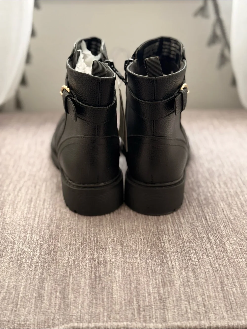 Gap Kids - Black Ankle Boots with Decorative Gold Buckle - Size 2